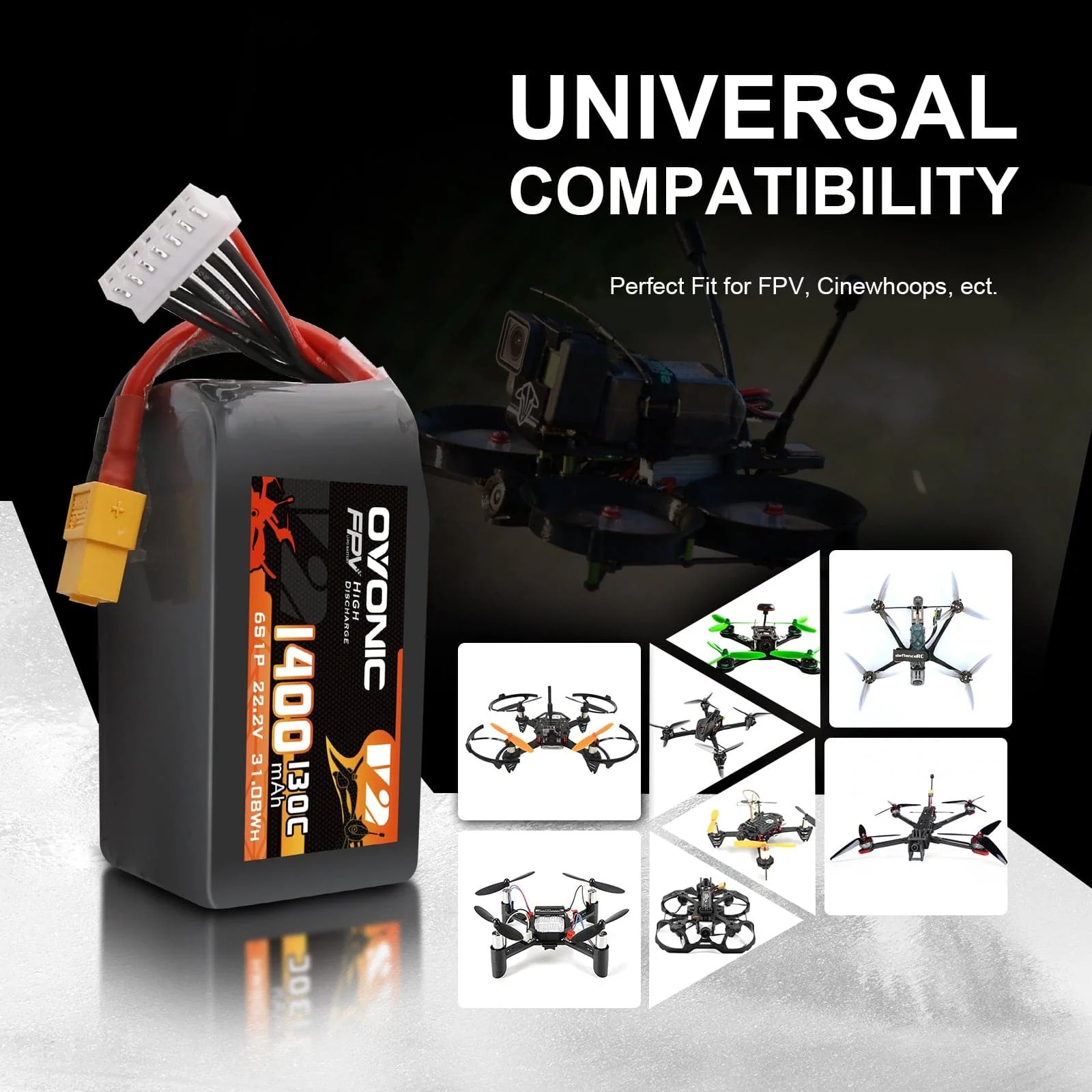 Ovonic 6S 1400mAh 130C LiPo Ba - Drone Frame 5 Inch ulasan dan harga