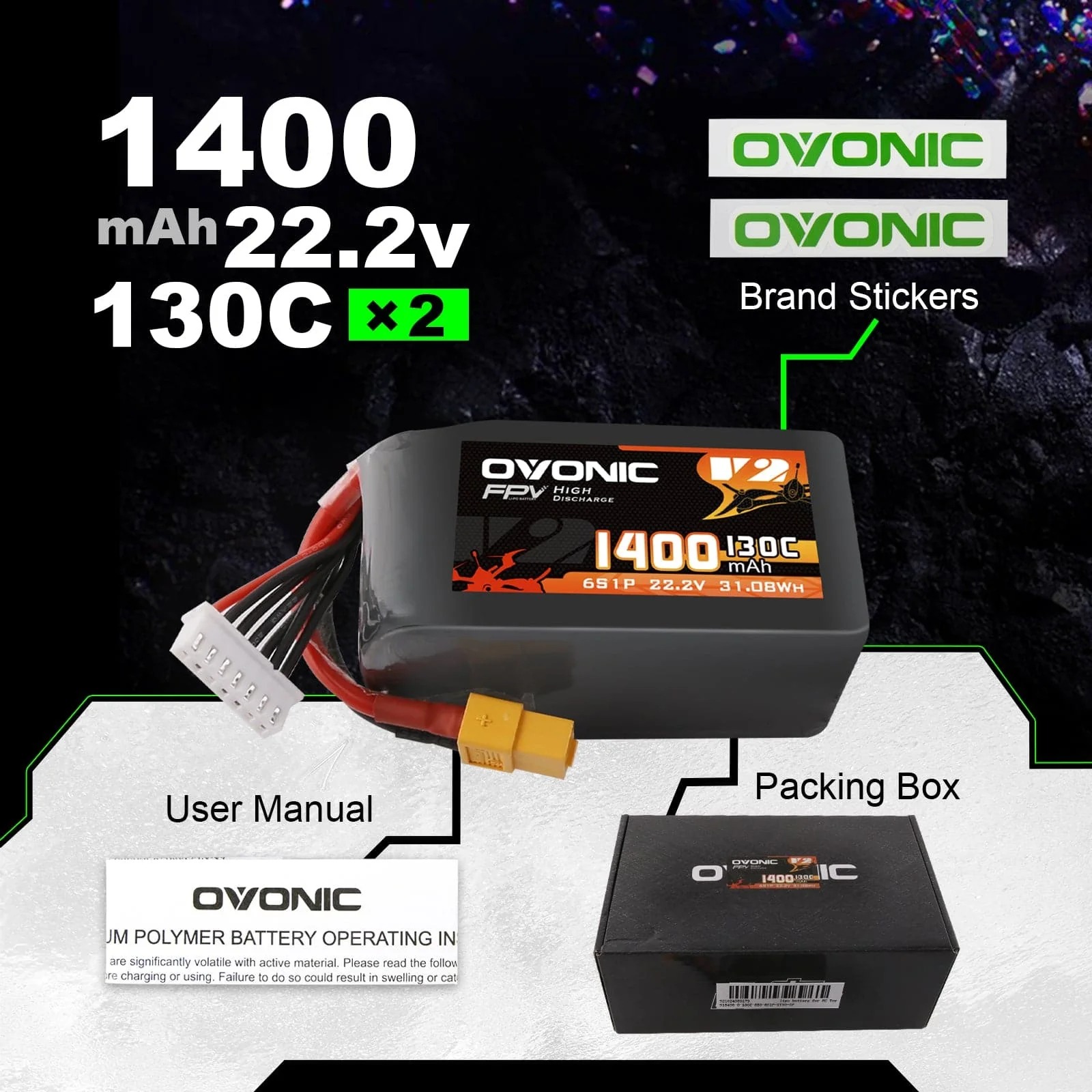 Ovonic 6S 1400mAh 130C LiPo Ba - Drone Frame 5 Inch ulasan dan harga