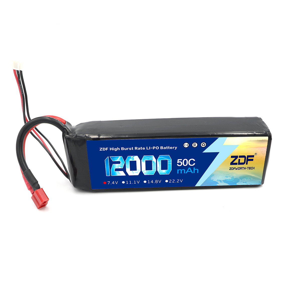 ZDF 7.4V Lipo 12000 mAh 50C 2S - Drone Rc Truck ulasan dan harga
