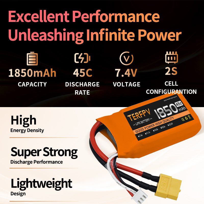 2/4PCS TERFPV 1850mAh 7.4V 45C - Drone Rc Truck ulasan dan harga